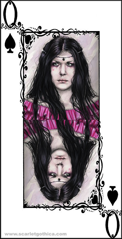 ScarletGothica Works Queen Of Spades Playing Card